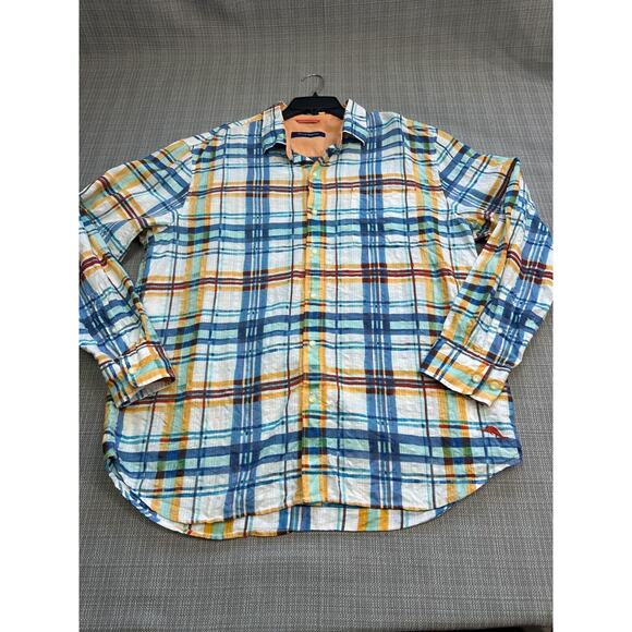 Tommy Bahama Shirt Mens XL‎ Linen Blend Colorful Preppy Lightweight Coastal - Picture 1 of 10